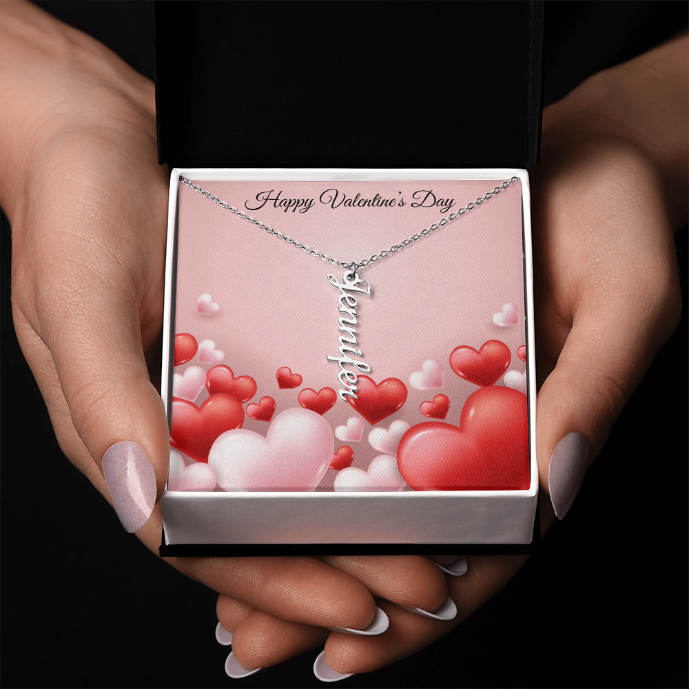 Personalized Vertical Name Necklace for Valentine's Day