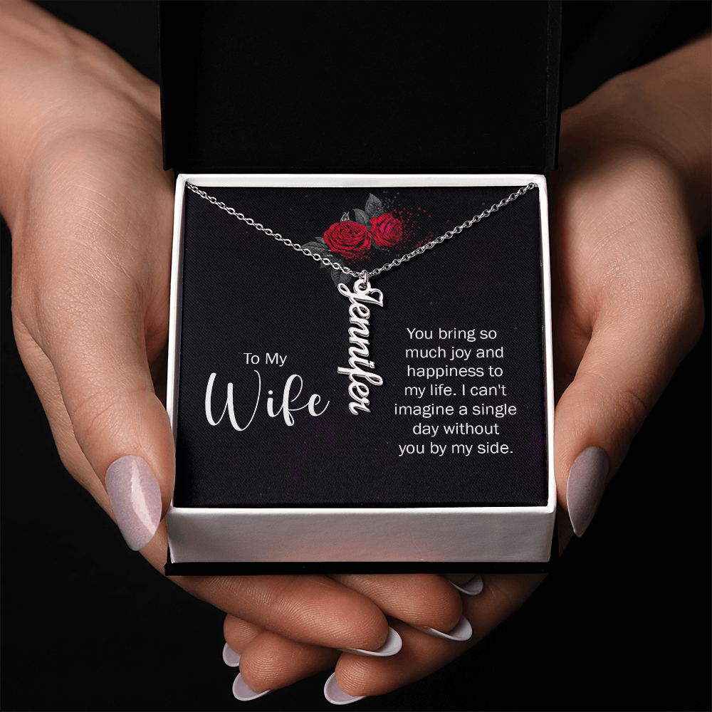 To My Forever Love – Personalized Vertical Name Necklace for Wife