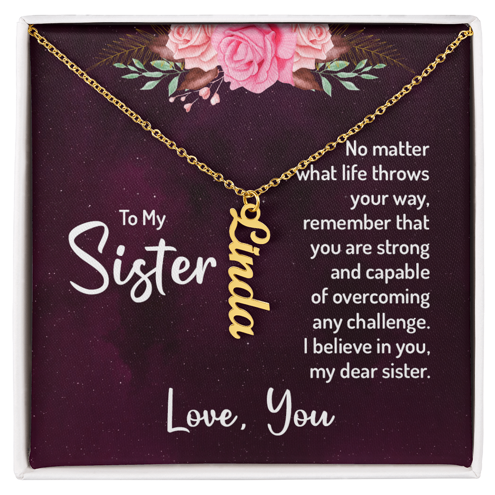 Personalized Vertical Name Necklace for My Beautiful Sister