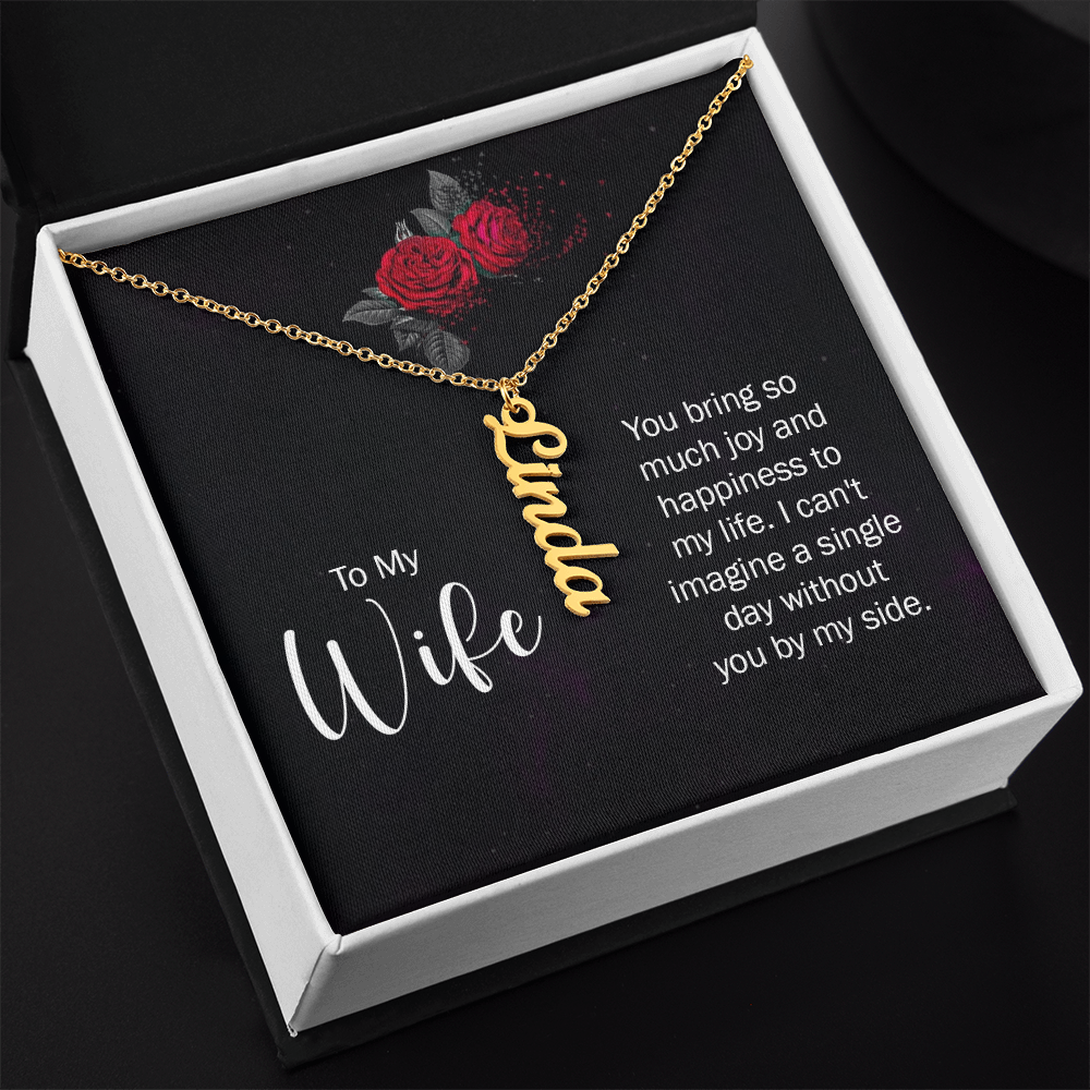 To My Forever Love – Personalized Vertical Name Necklace for Wife