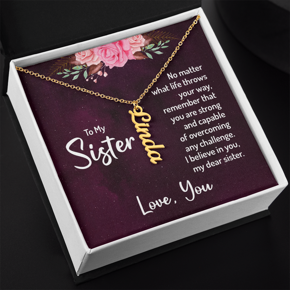 Personalized Vertical Name Necklace for My Beautiful Sister