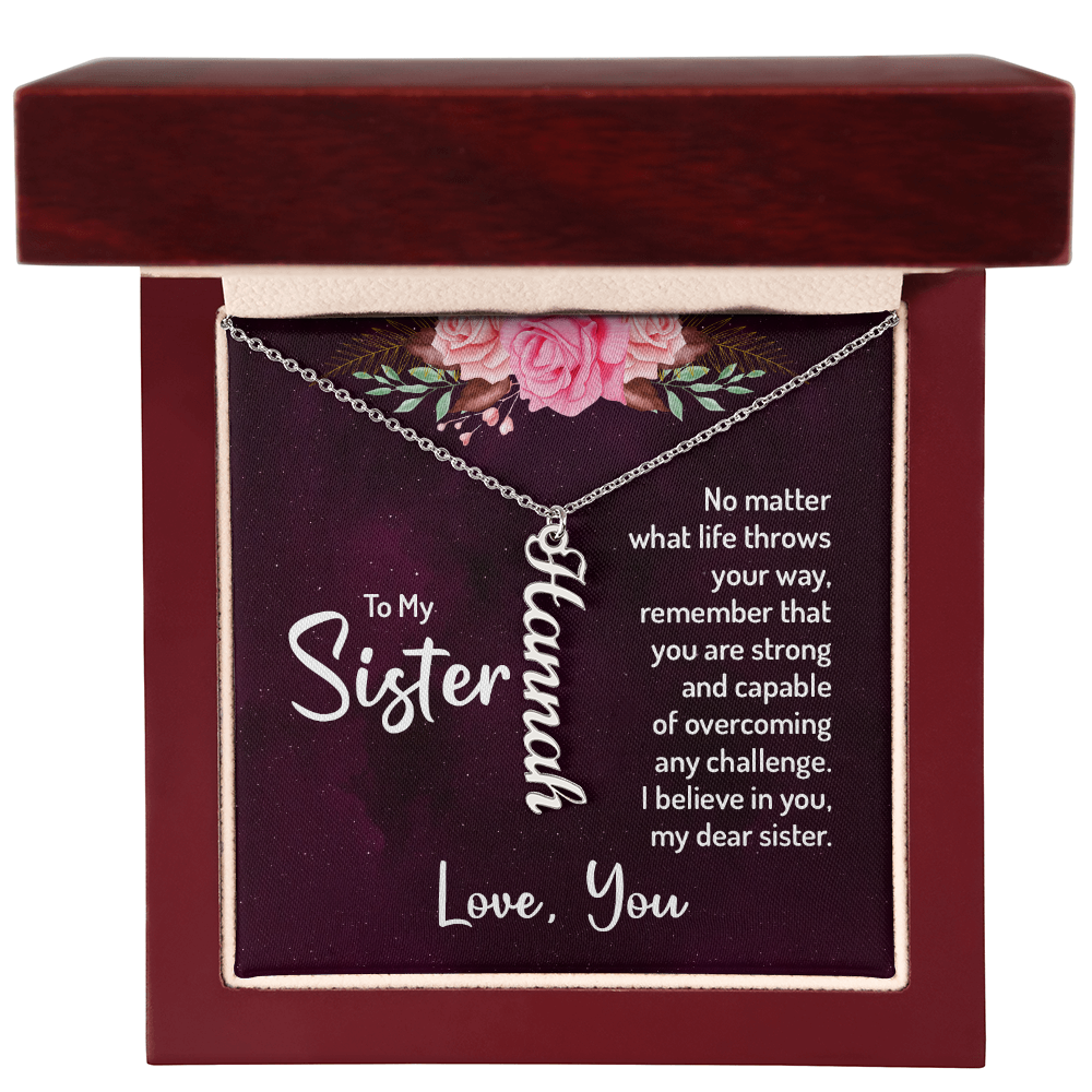 Personalized Vertical Name Necklace for My Beautiful Sister