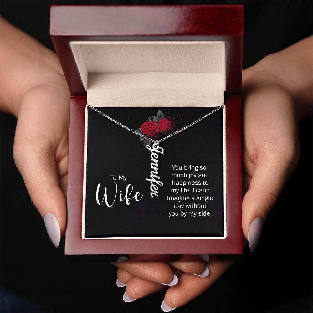 To My Forever Love – Personalized Vertical Name Necklace for Wife