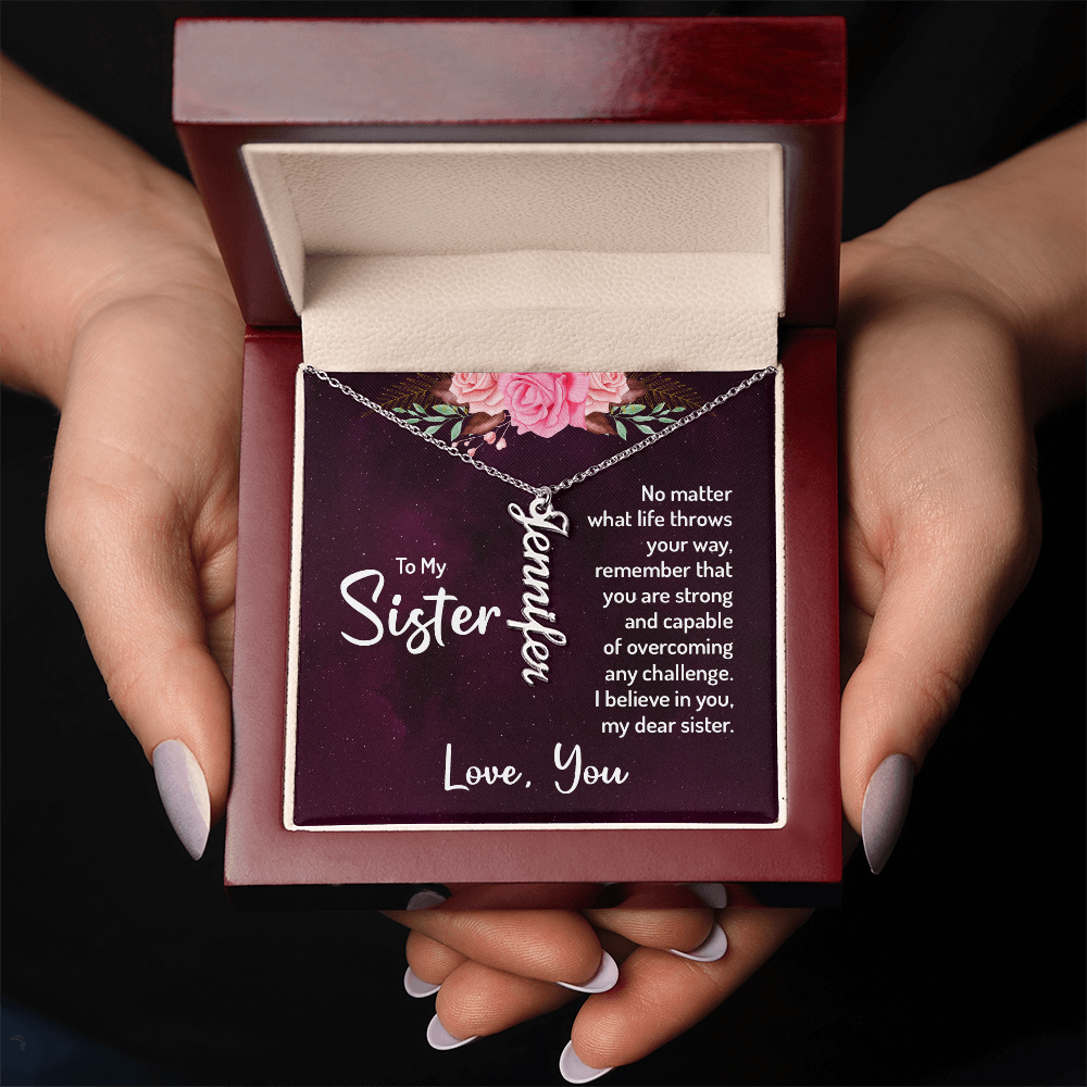 Personalized Vertical Name Necklace for My Beautiful Sister