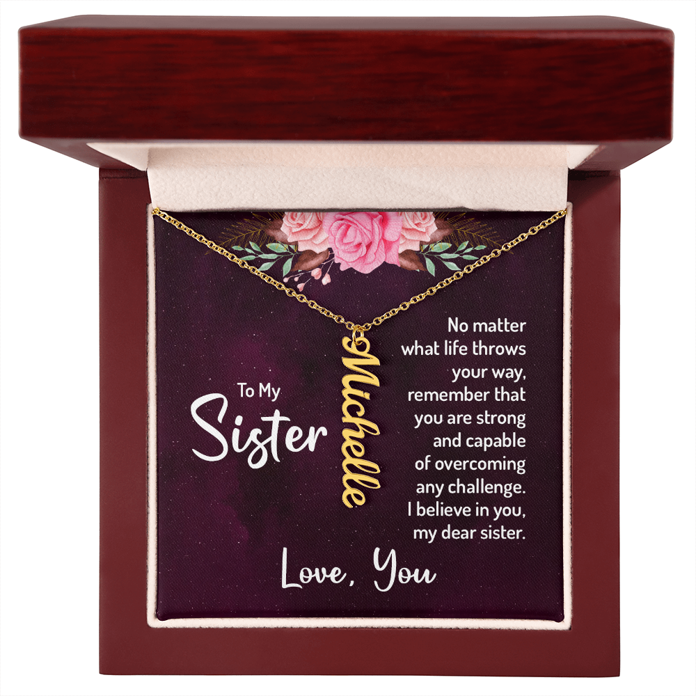 Personalized Vertical Name Necklace for My Beautiful Sister