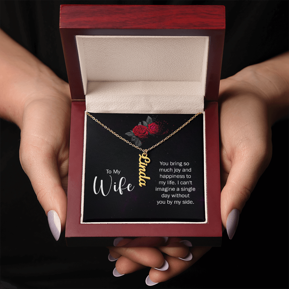 To My Forever Love – Personalized Vertical Name Necklace for Wife