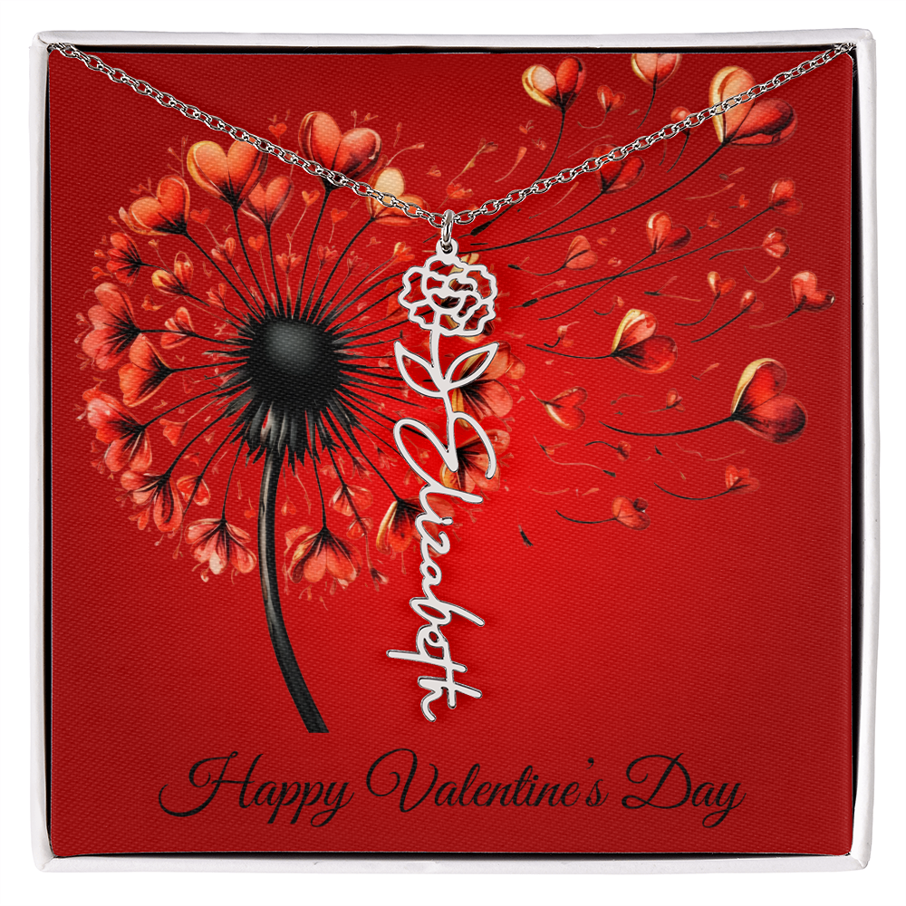 Personalized Flower Name Necklace for Valentine's Day