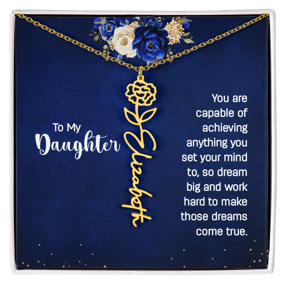 To My Daughter – Personalized Birth Flower & Name Necklace