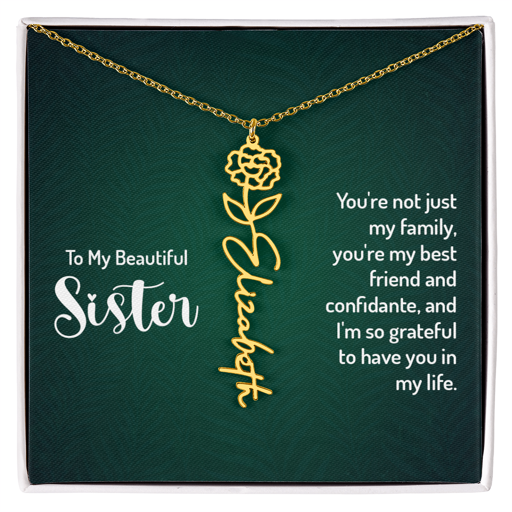 Sisters by Heart β Custom Birth Flower Name Necklace
