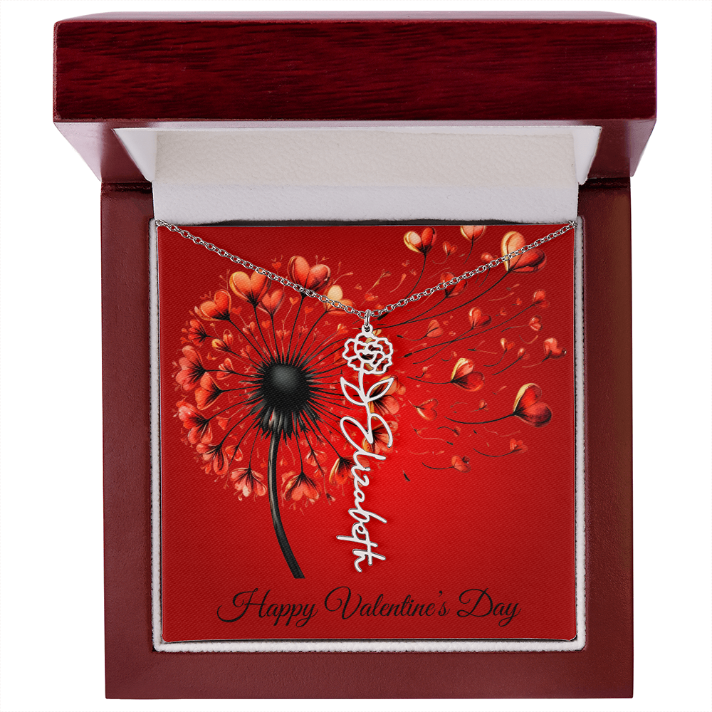 Personalized Flower Name Necklace for Valentine's Day