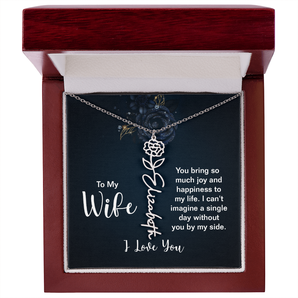 Forever My Love – Custom Birth Flower Name Necklace for Wife