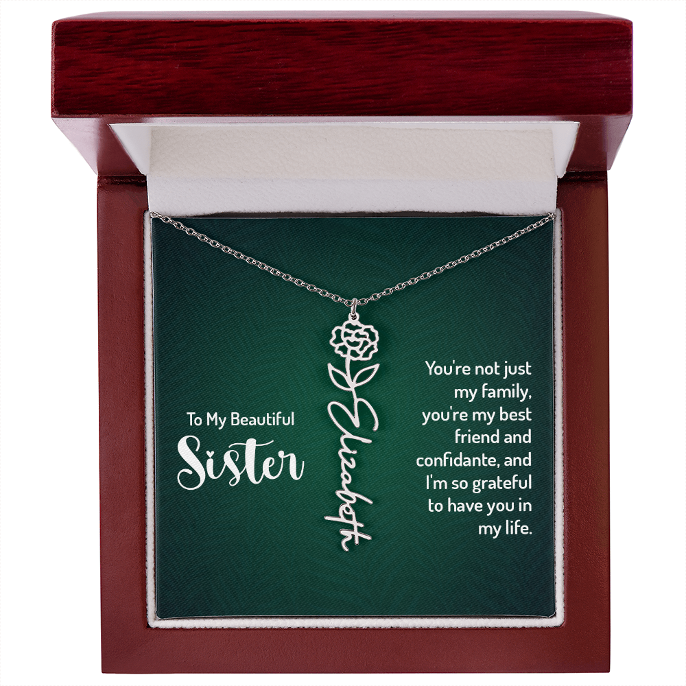 Sisters by Heart β Custom Birth Flower Name Necklace