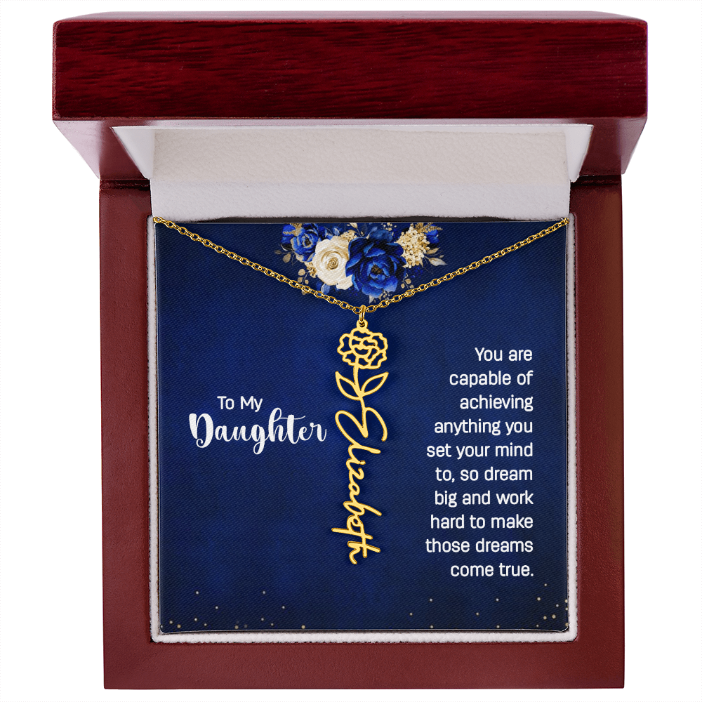 To My Daughter – Personalized Birth Flower & Name Necklace