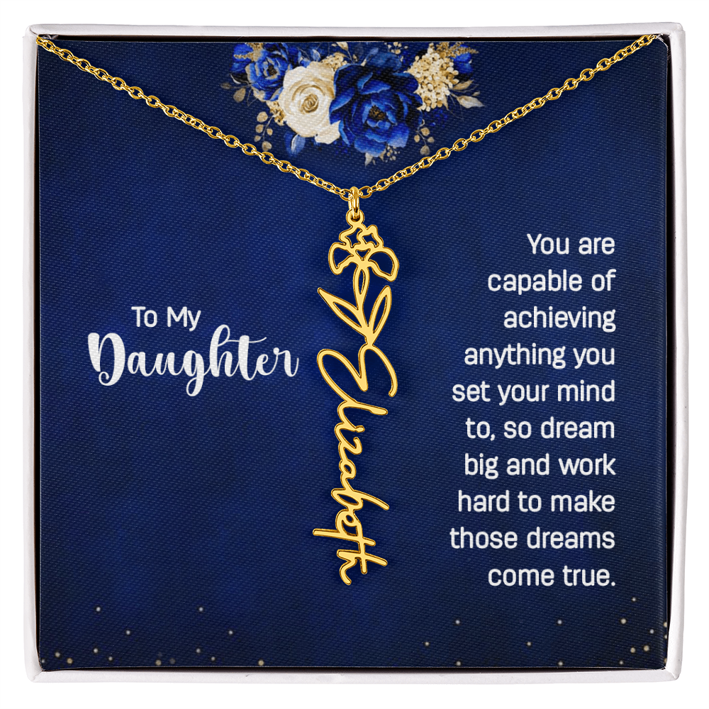 To My Daughter – Personalized Birth Flower & Name Necklace