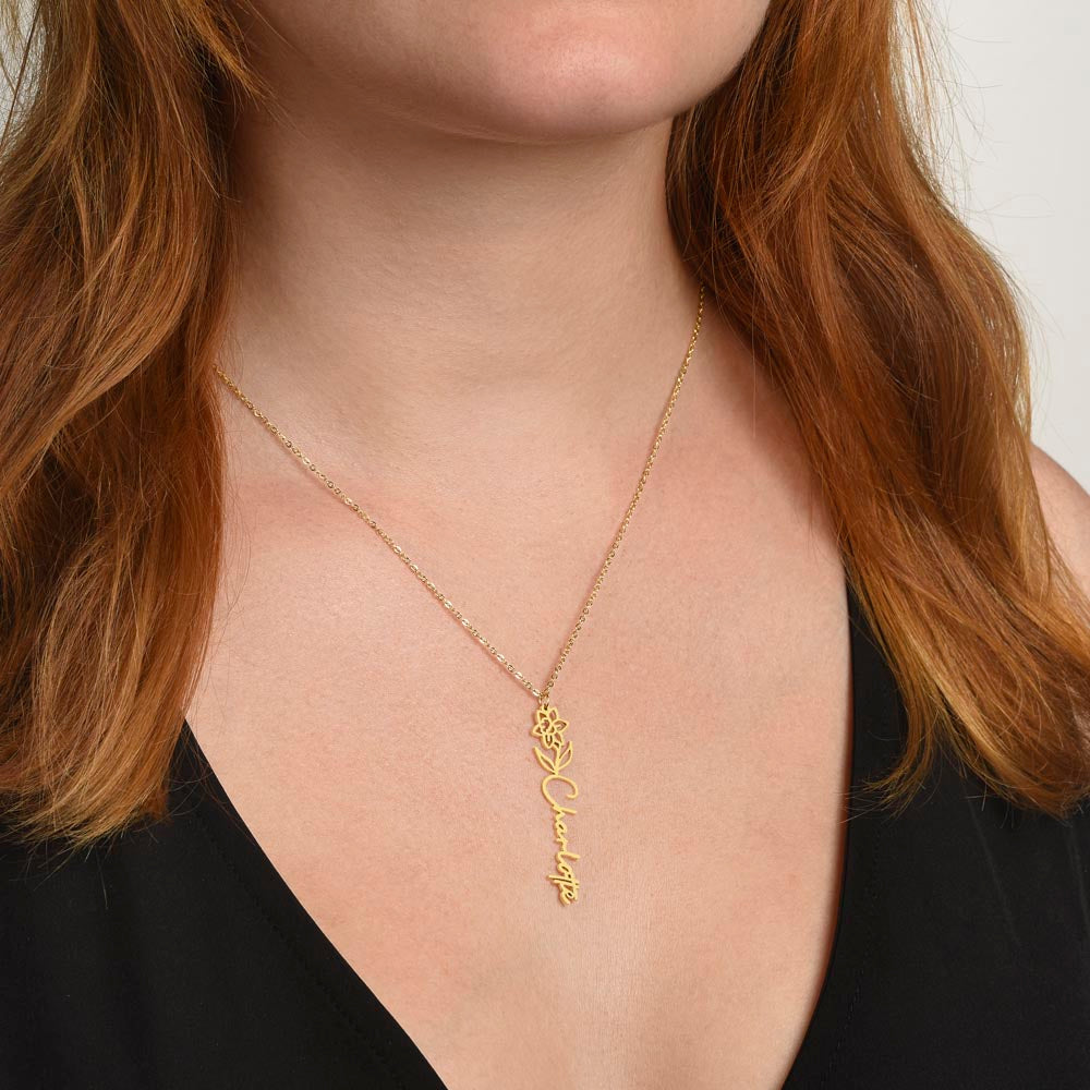 Sisters by Heart β Custom Birth Flower Name Necklace