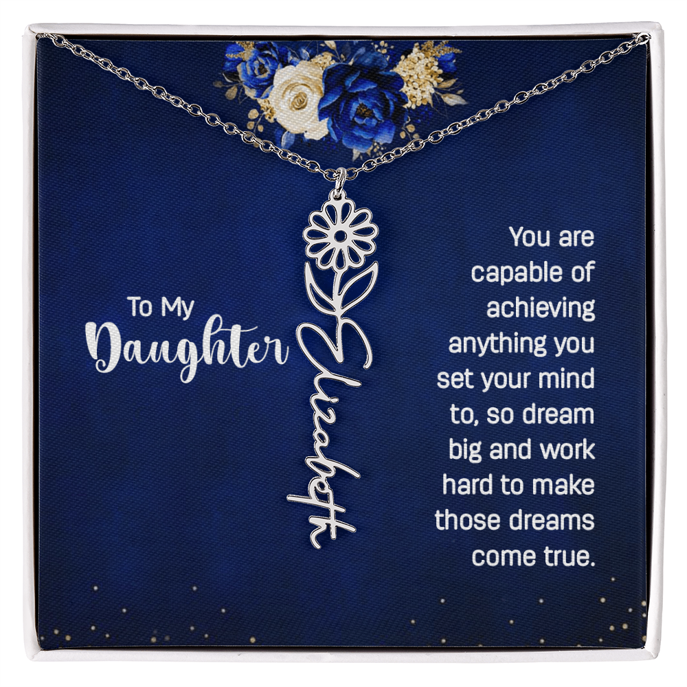 To My Daughter – Personalized Birth Flower & Name Necklace