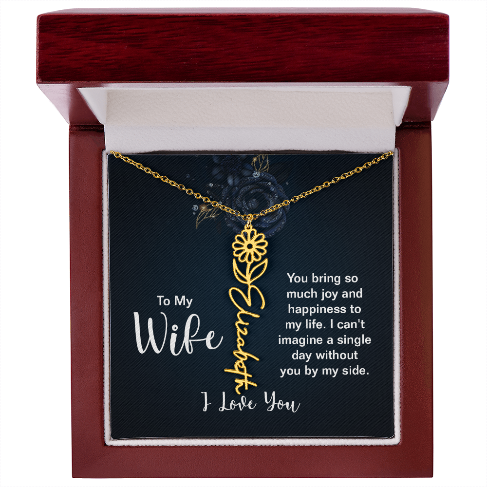 Forever My Love – Custom Birth Flower Name Necklace for Wife