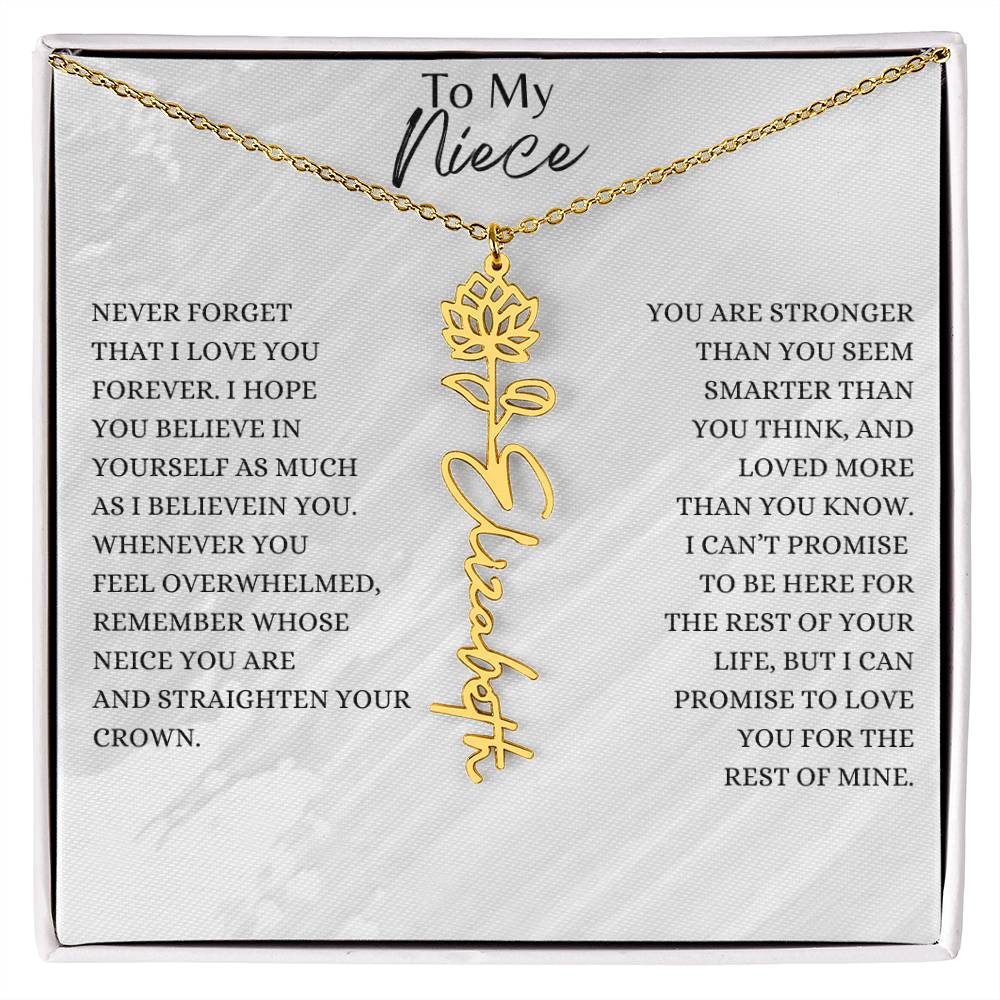 Birth Flower Custom Name Necklace