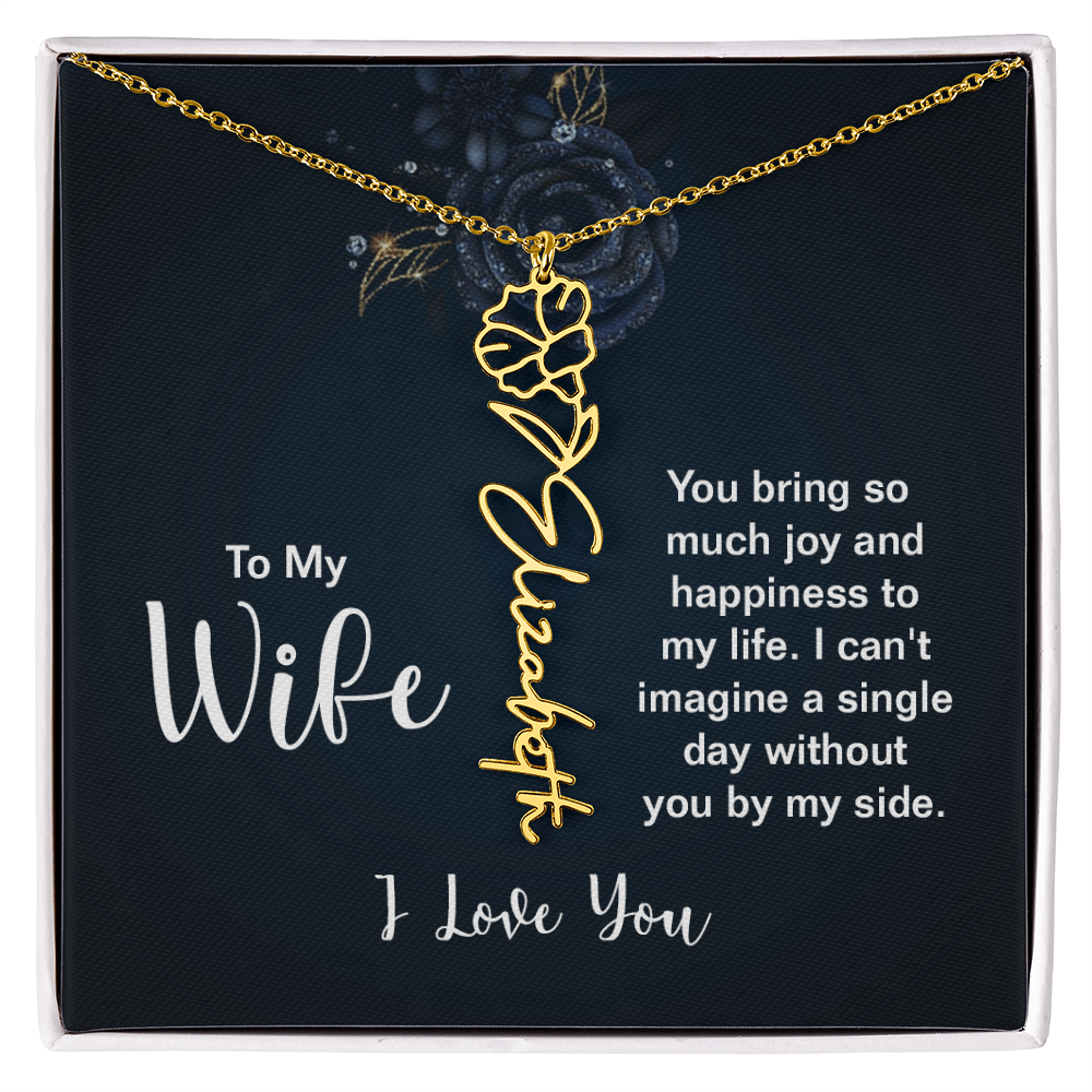 Forever My Love – Custom Birth Flower Name Necklace for Wife