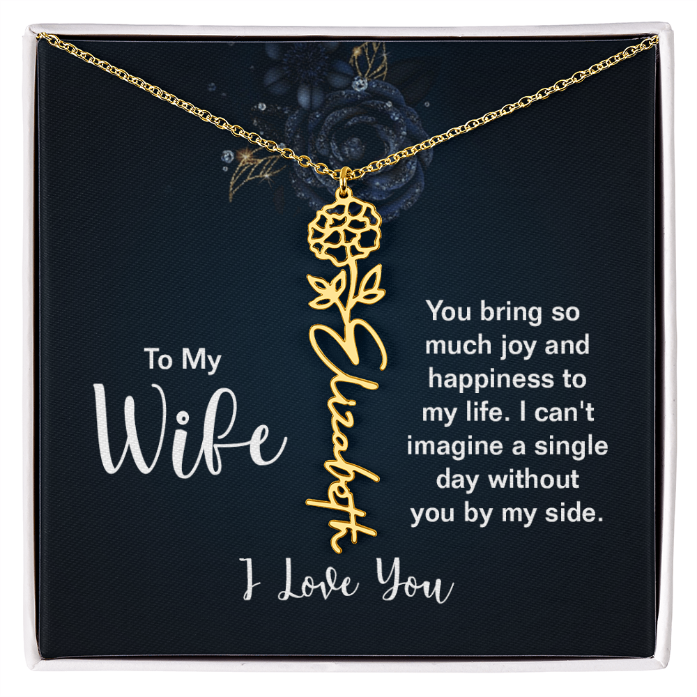 Forever My Love – Custom Birth Flower Name Necklace for Wife