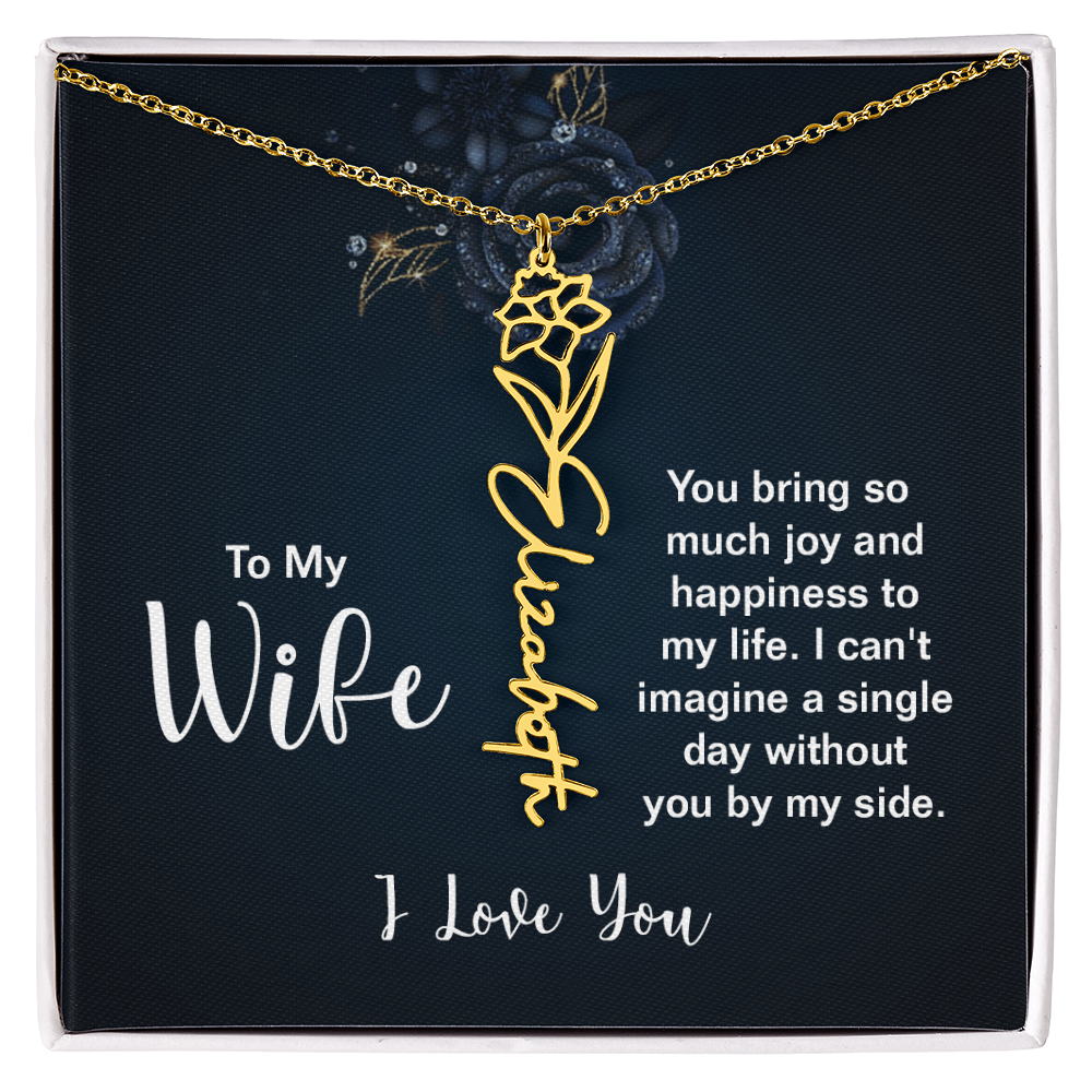 Forever My Love – Custom Birth Flower Name Necklace for Wife