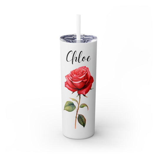 Personalized Birth Flower Skinny Tumbler