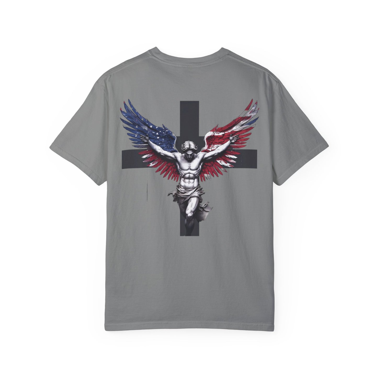 Patriotic T-shirt with Angel and Cross Design