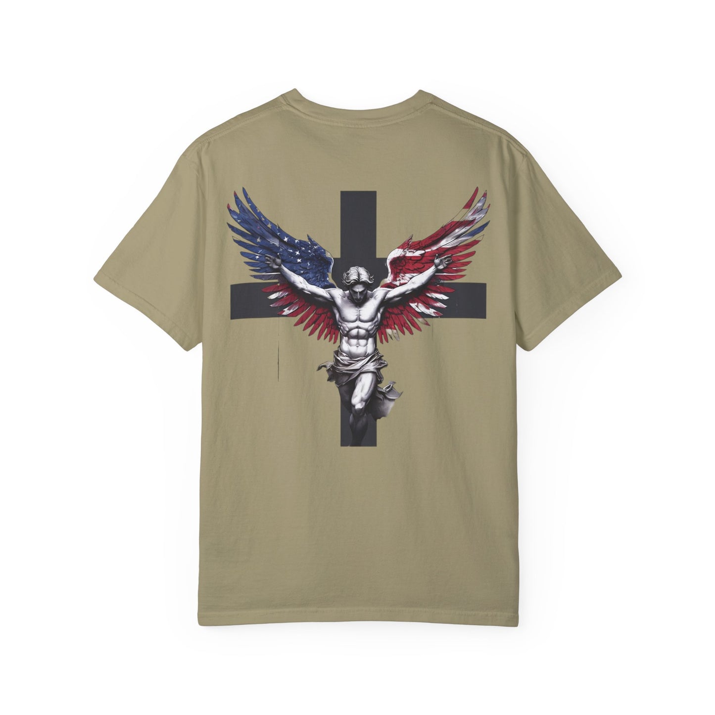 Patriotic T-shirt with Angel and Cross Design