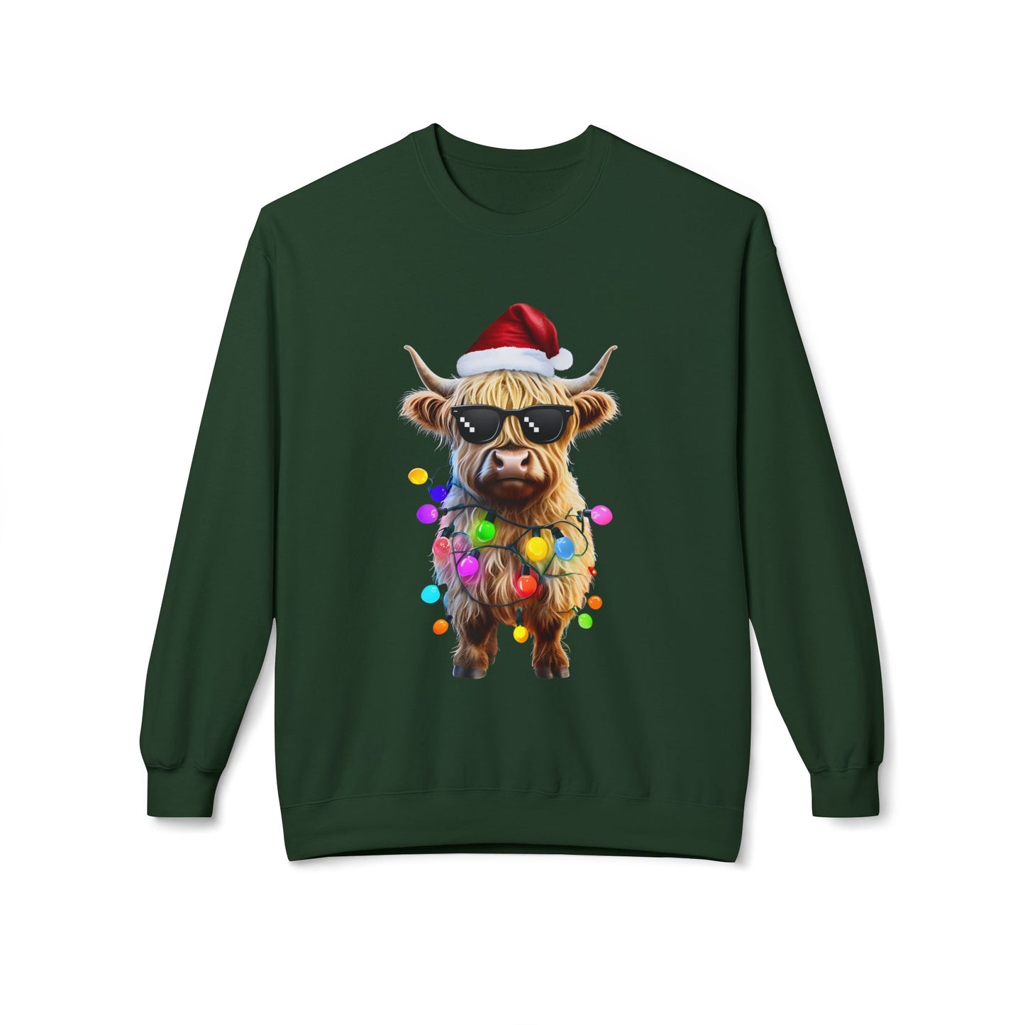 Highland Cow Christmas Lights Sweatshirt