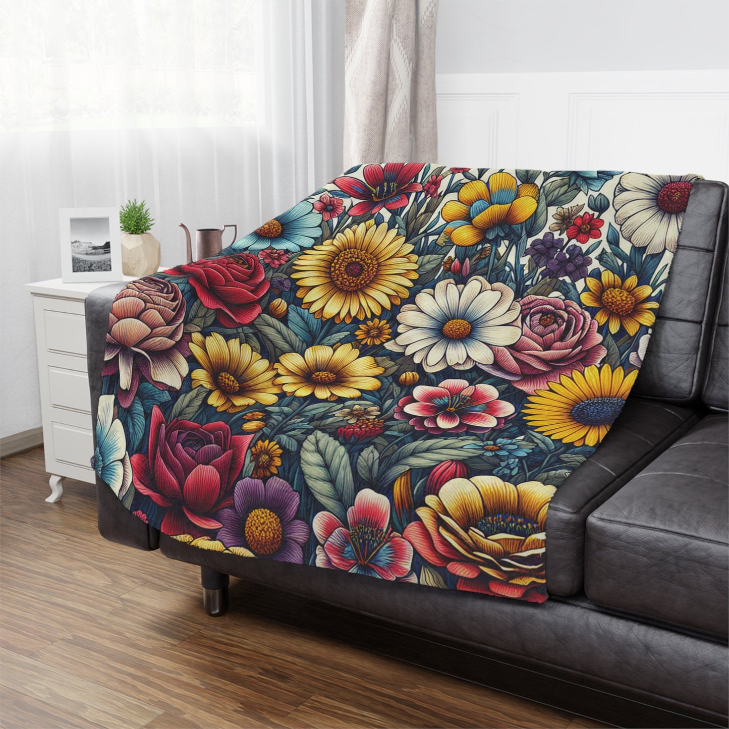 Floral Blanket, Throw Blanket, Home Decor, Cozy Blanket, Flower Pattern, Gift for Her