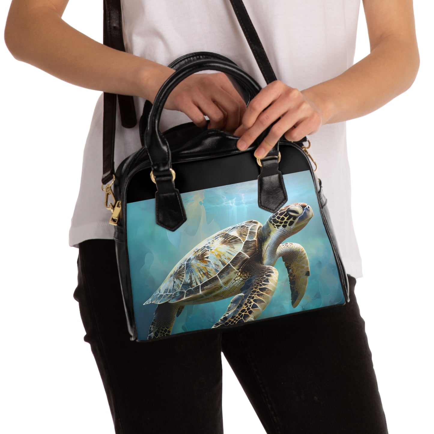 Blue Turtle Shoulder Handbag