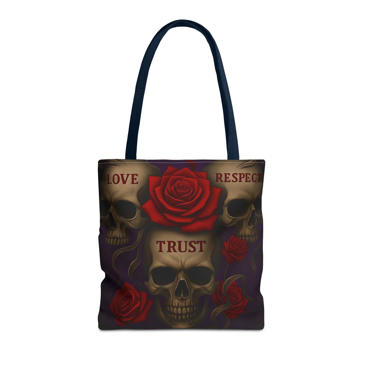 Skull and Red Rose Trust Love Respect Tote