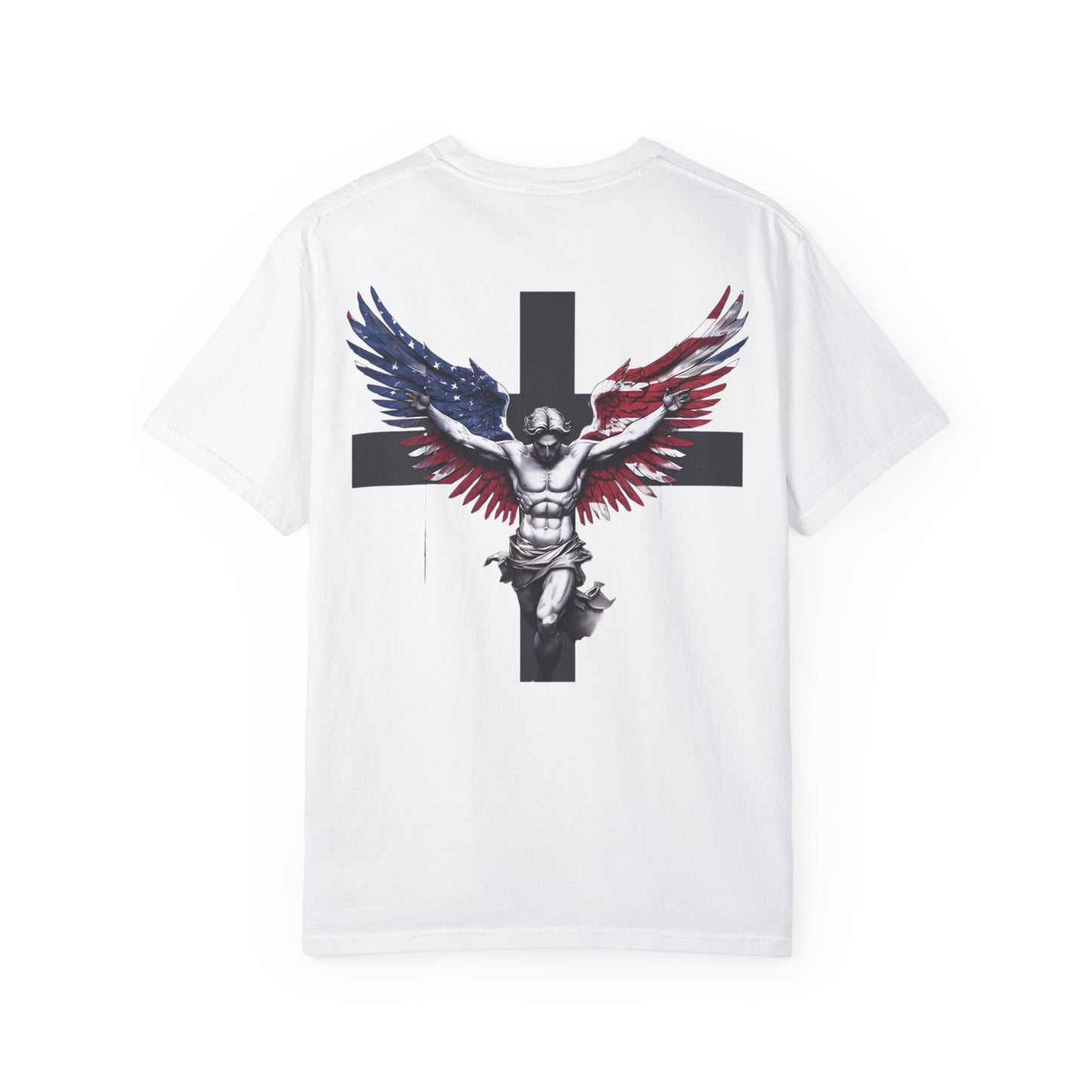 Patriotic T-shirt with Angel and Cross Design