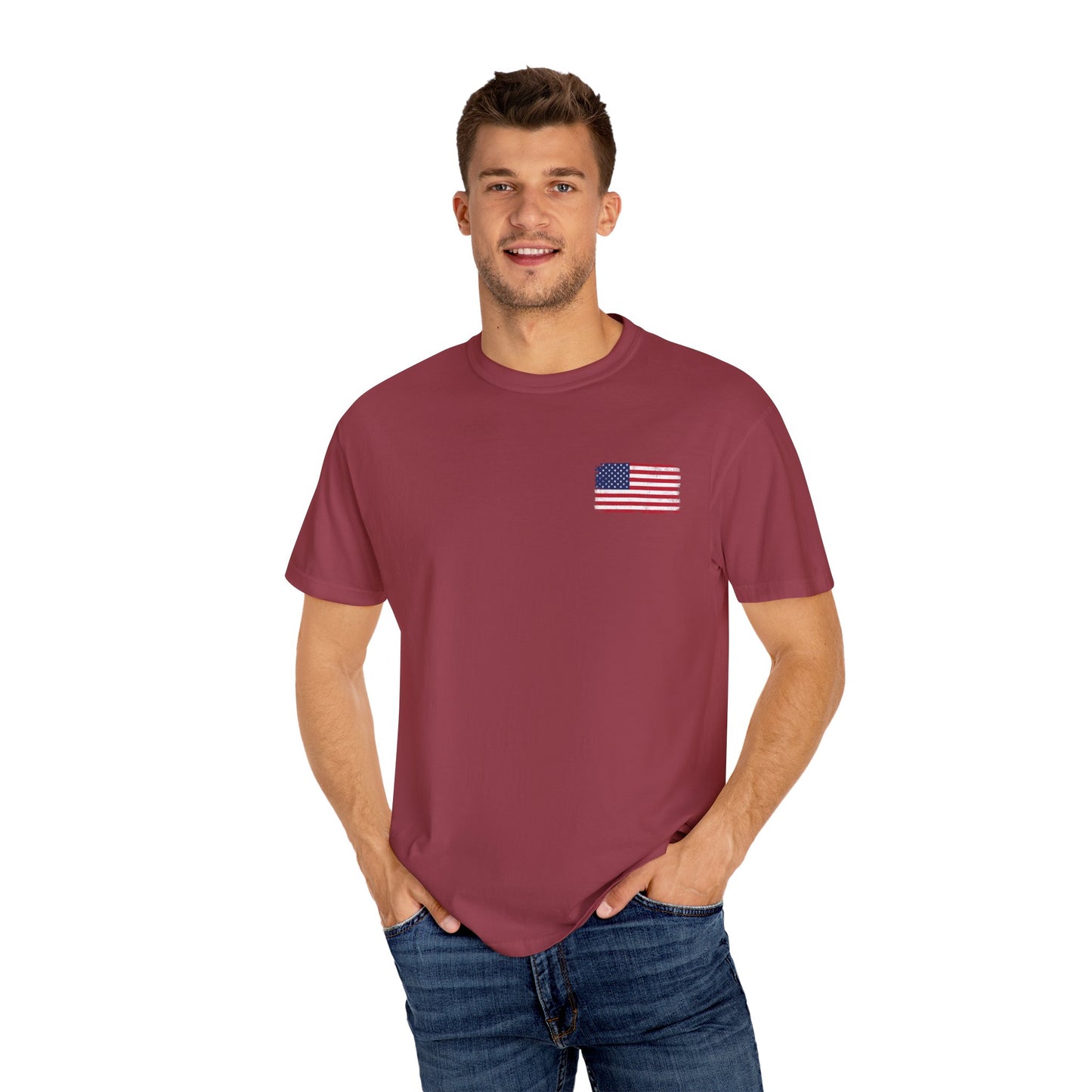 Patriotic T-shirt with Angel and Cross Design