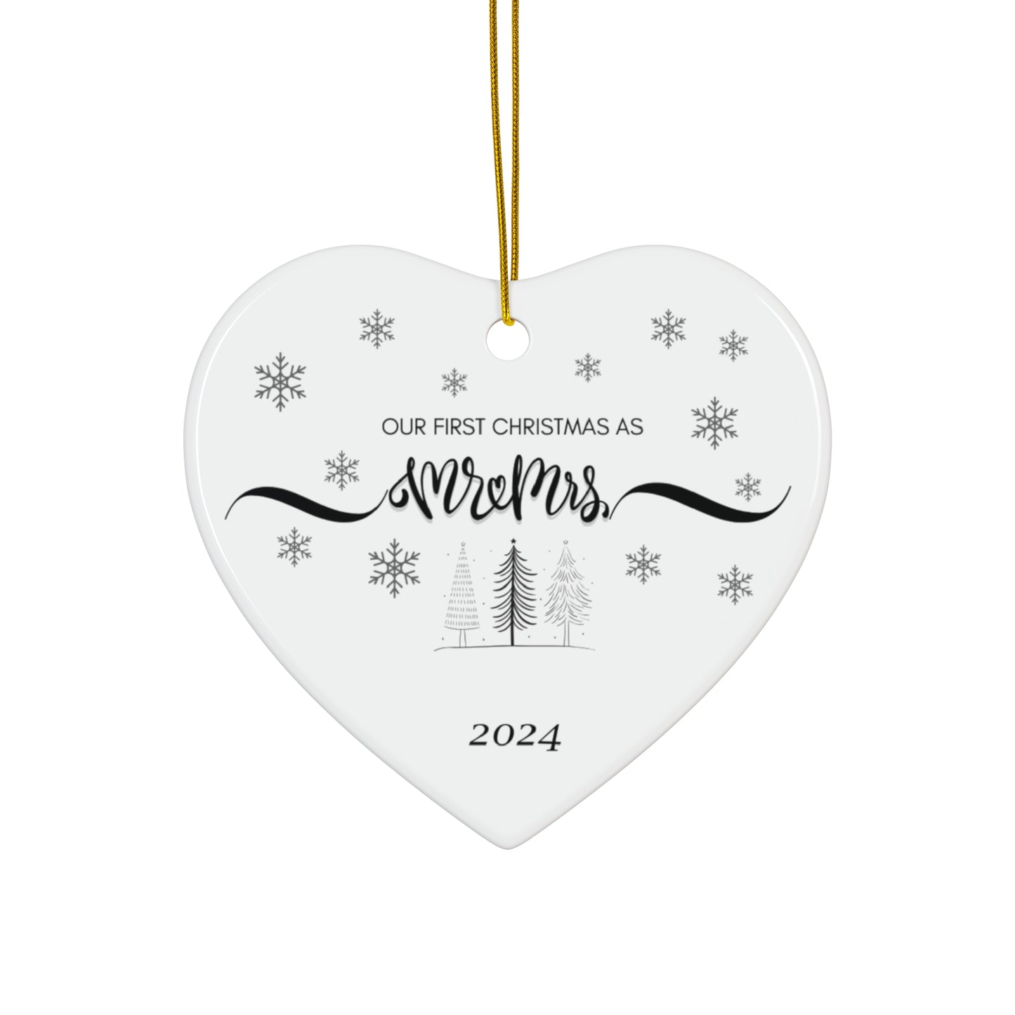 Our First Christmas Married Personalized Heart Ornament