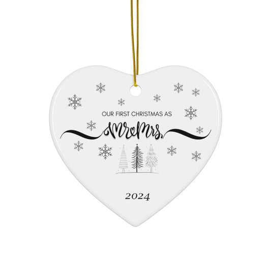 Our First Christmas Married Personalized Heart Ornament