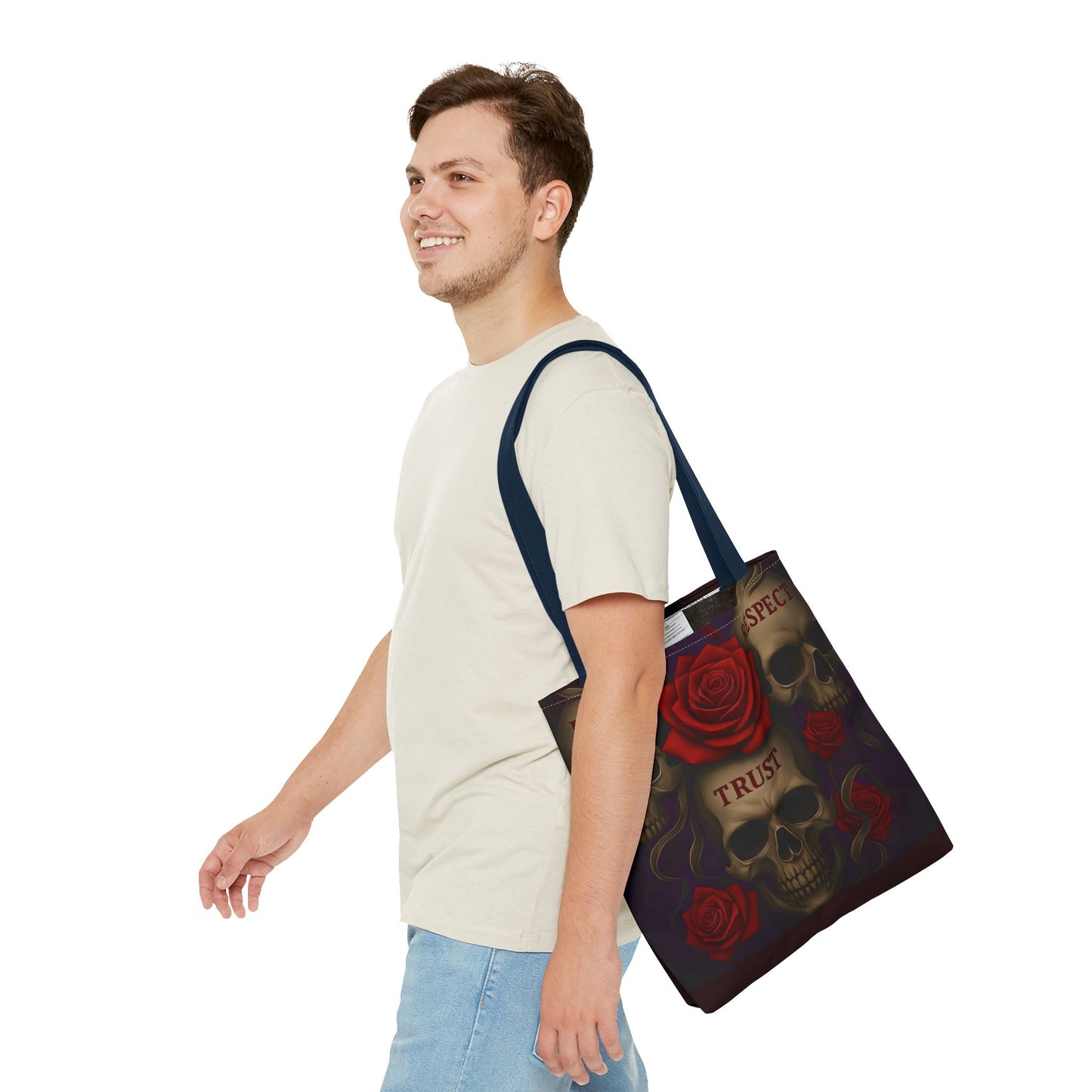 Skull and Red Rose Trust Love Respect Tote