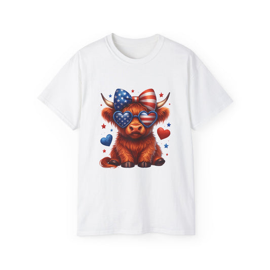 Highland Cow Patriotic Tee