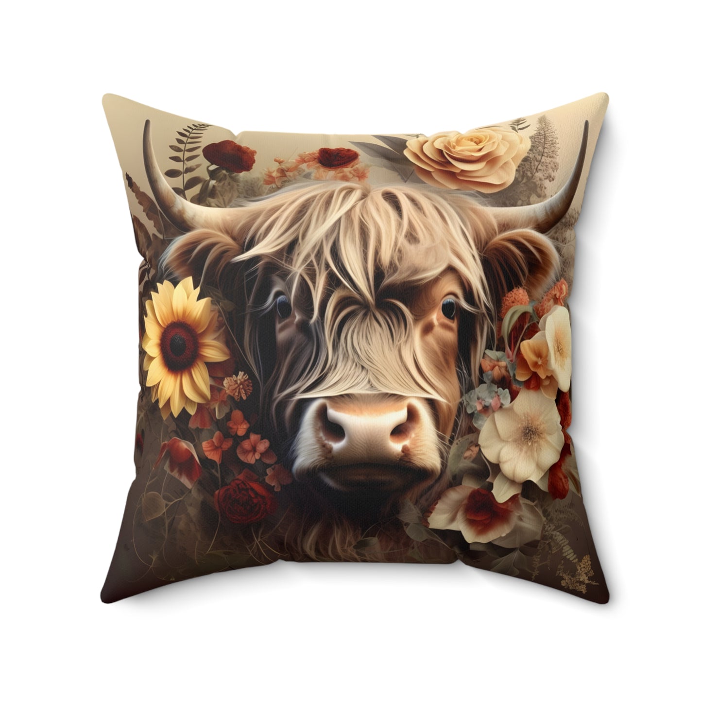 Vintage Highland Cow Pillow