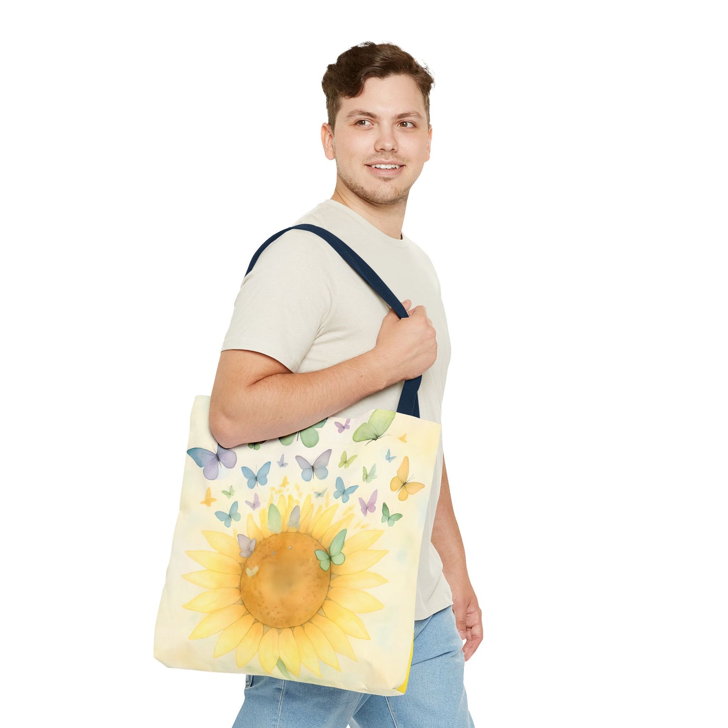 Sunflower and Butterflies Tote Bag | Eco-Friendly Shopping Bag, Floral Gift, Summer Accessory, Travel Tote, Beach Bag