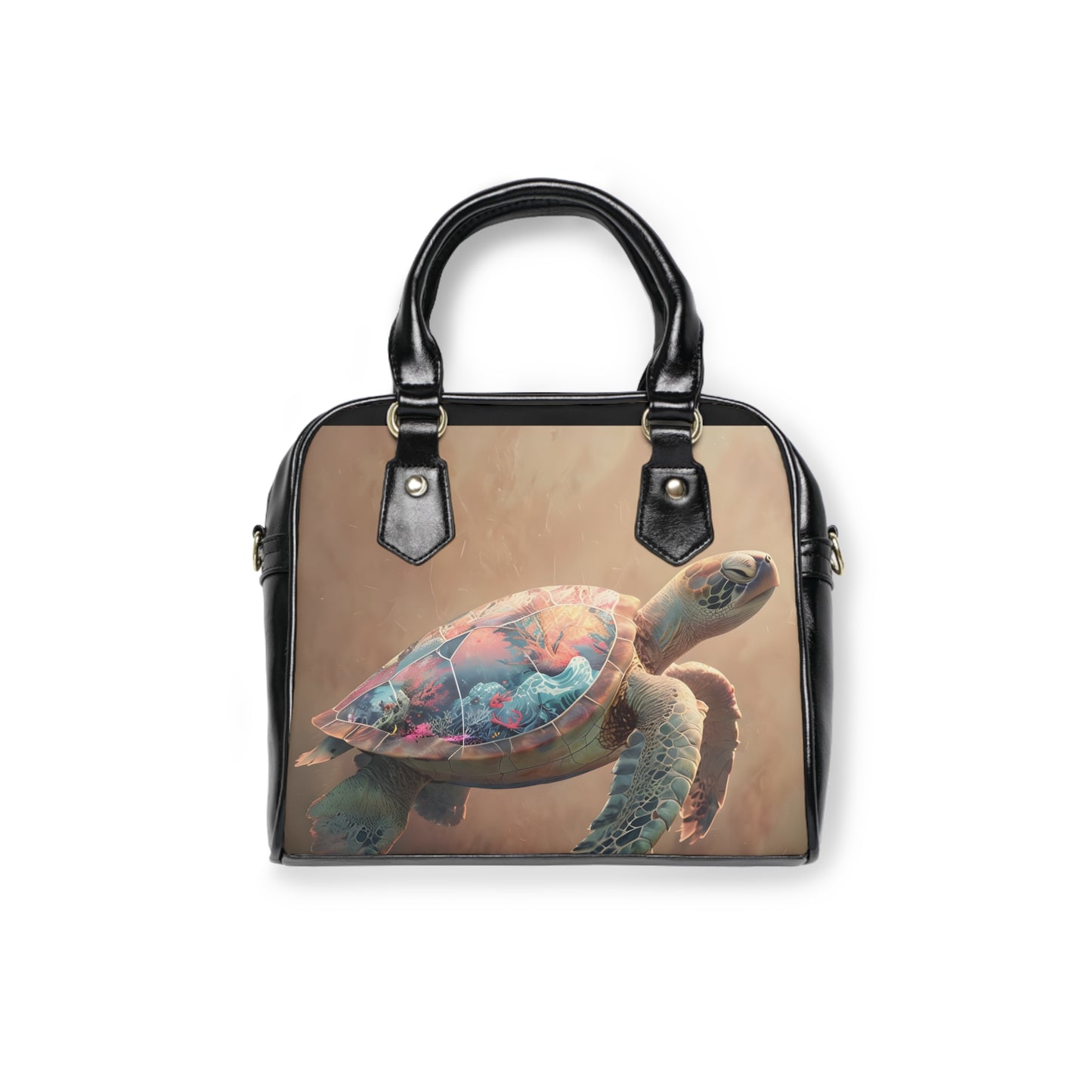 Turtle Shoulder Handbag - Serene Tropical Shell Design