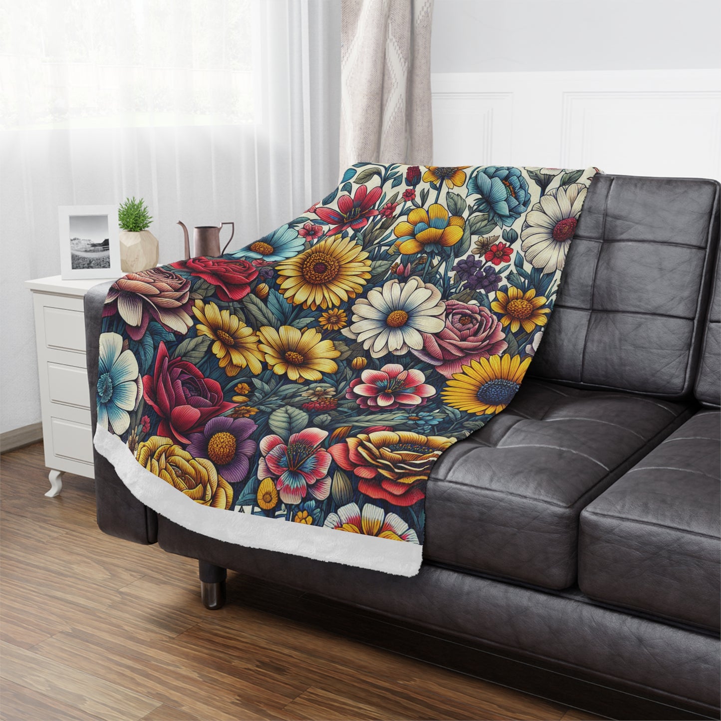 Floral Blanket, Throw Blanket, Home Decor, Cozy Blanket, Flower Pattern, Gift for Her