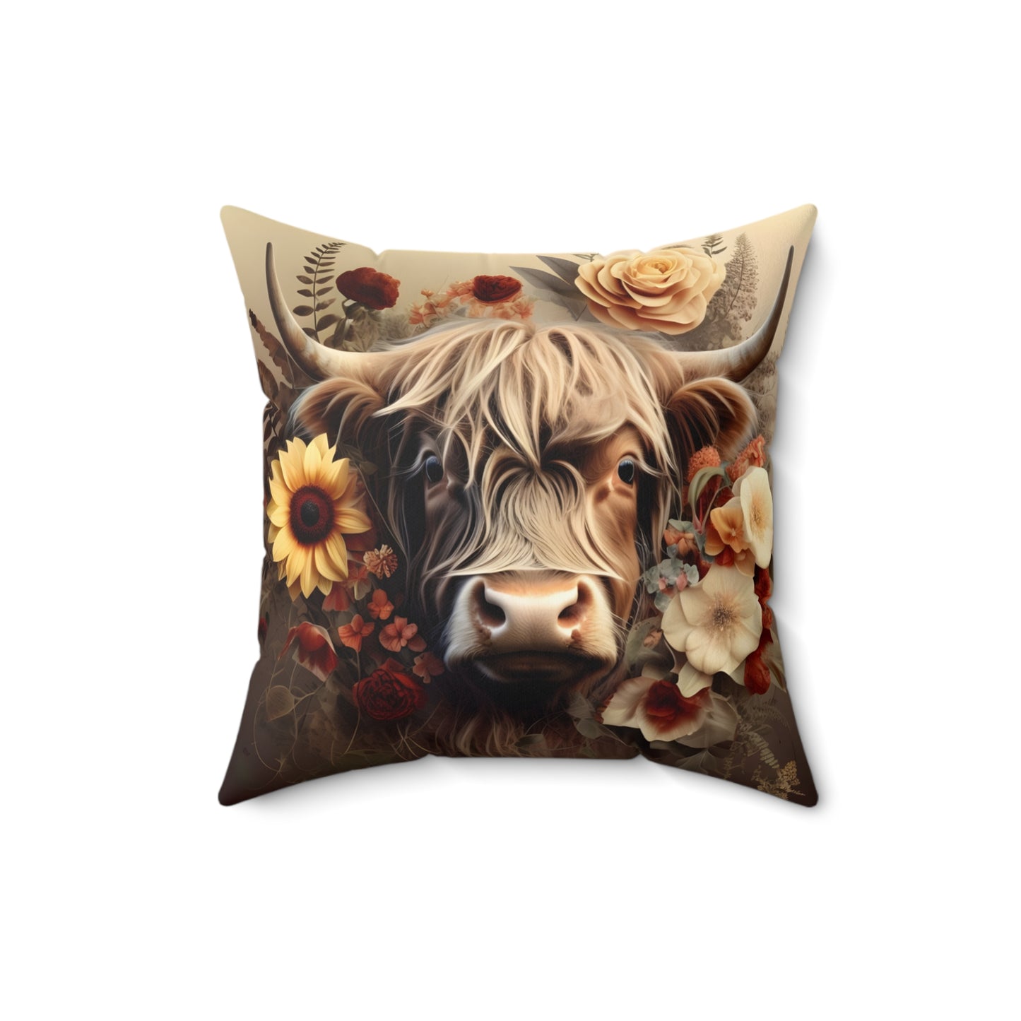 Vintage Highland Cow Pillow