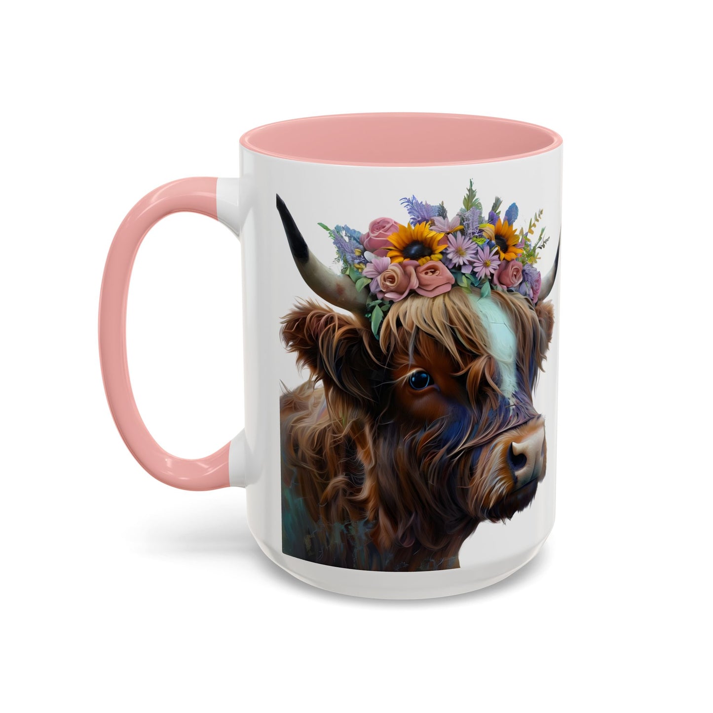 Coffee Mug - Floral Highland Cow Design