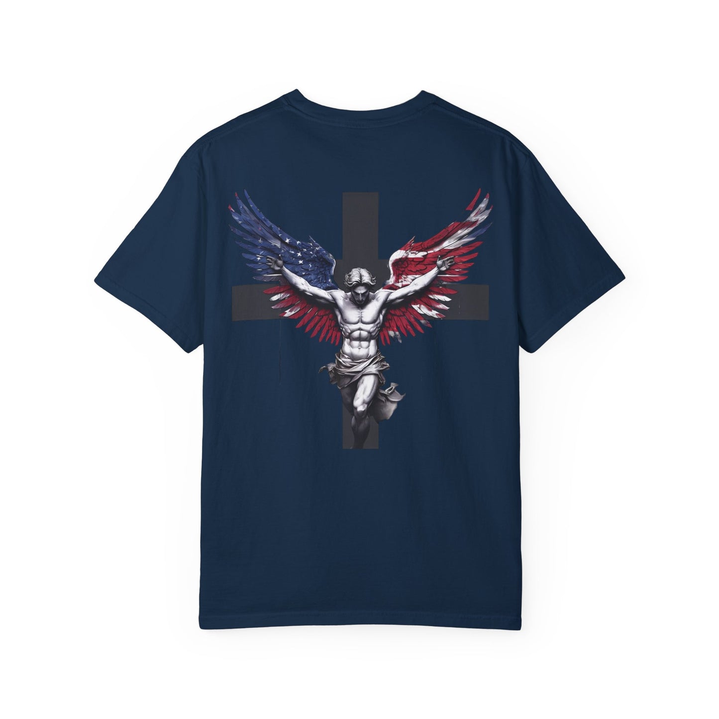 Patriotic T-shirt with Angel and Cross Design