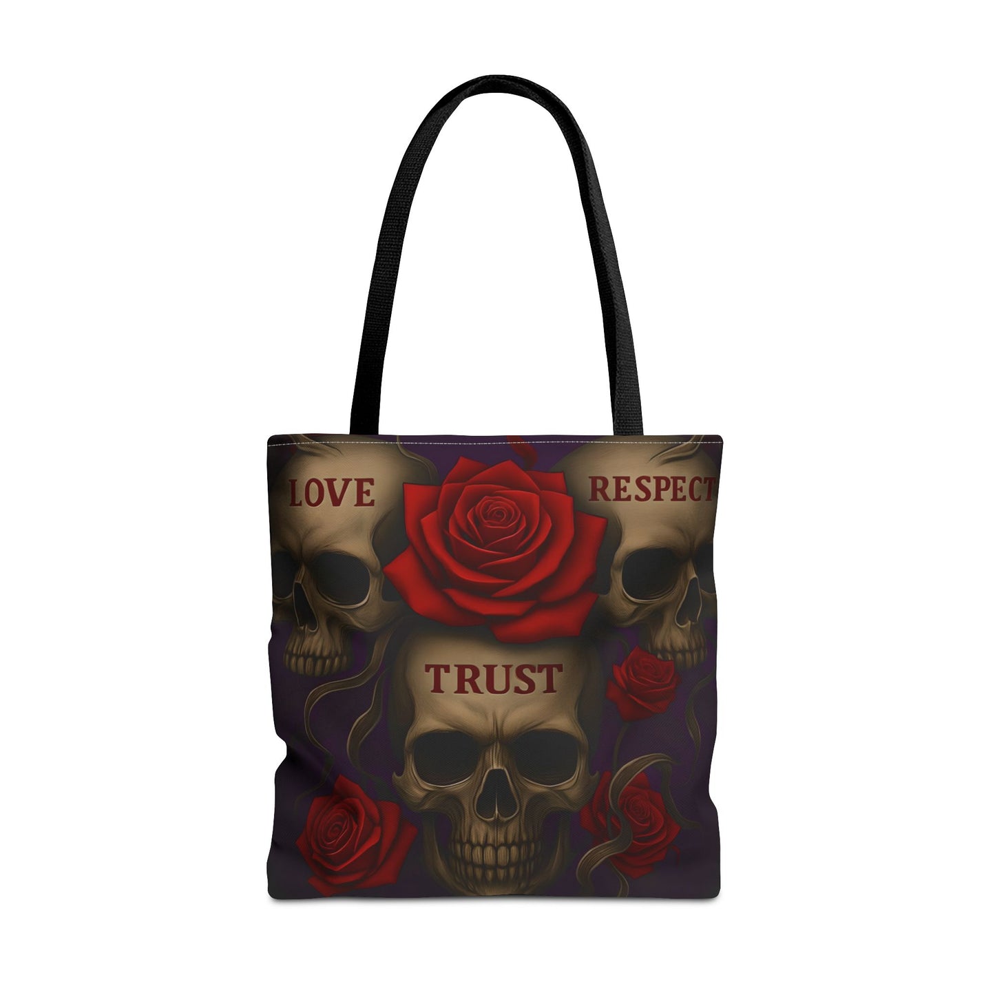 Skull and Red Rose Trust Love Respect Tote