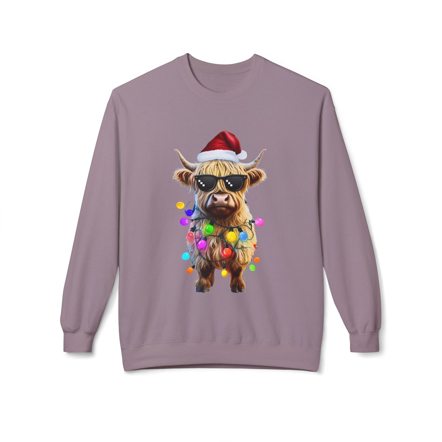 Highland Cow Christmas Lights Sweatshirt