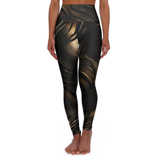 Yoga Leggings - Black and Gold Design