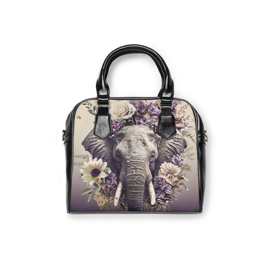 Purple Floral Elephant Shoulder Handbag