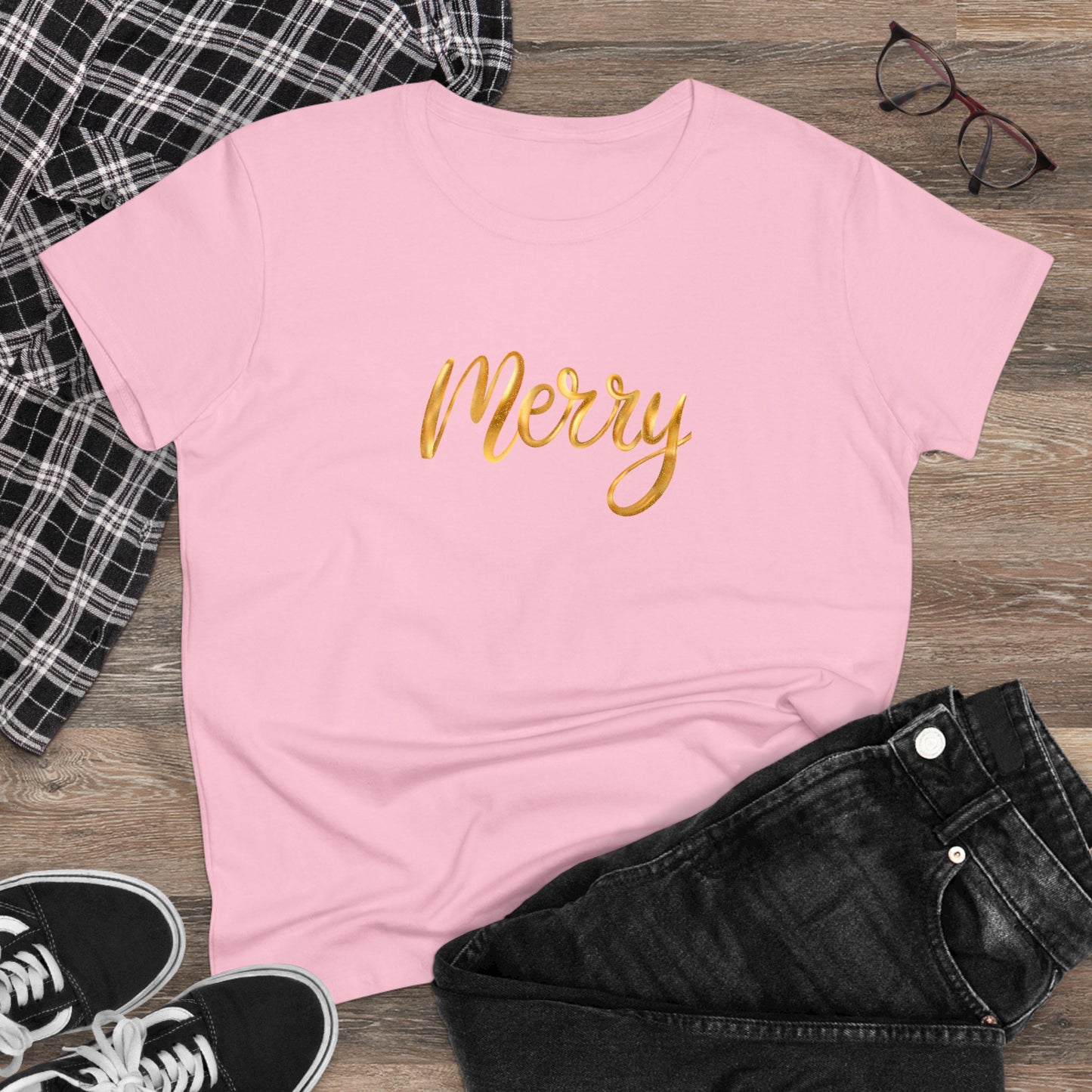 Gold Merry Christmas Tee